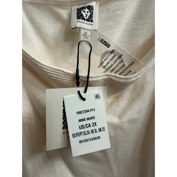 Anne Klein Cream Knit Square Neck Basic Tank Top Cotton Blend Women's Plus 2X - Picture 7 of 8